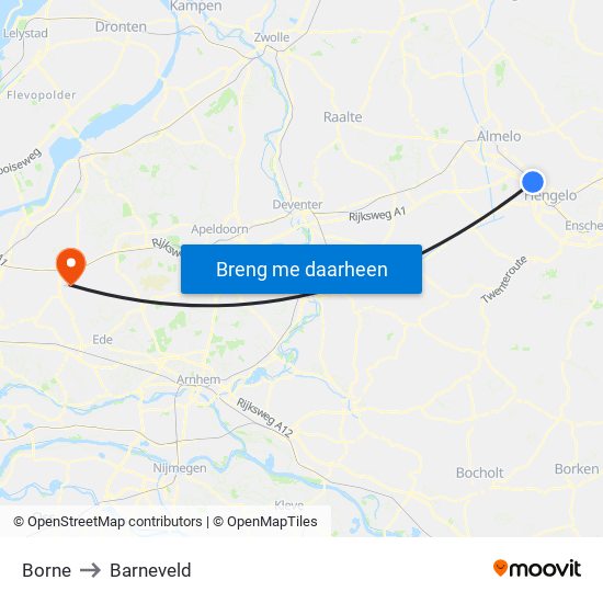 Borne to Barneveld map