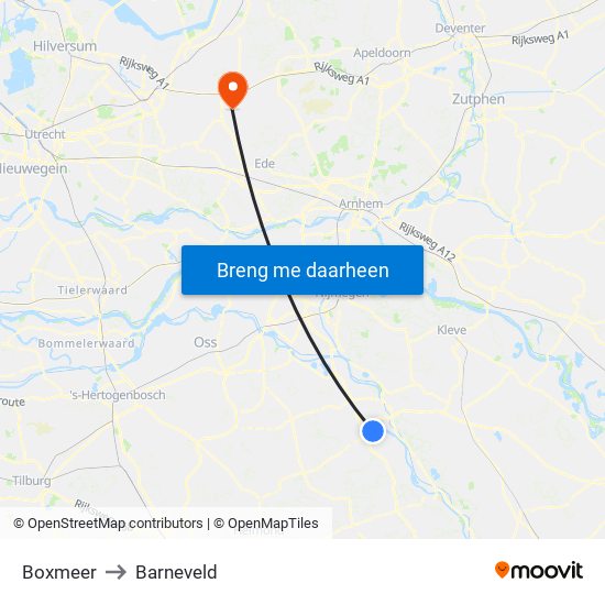 Boxmeer to Barneveld map