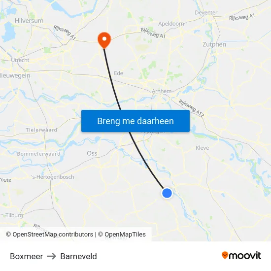 Boxmeer to Barneveld map