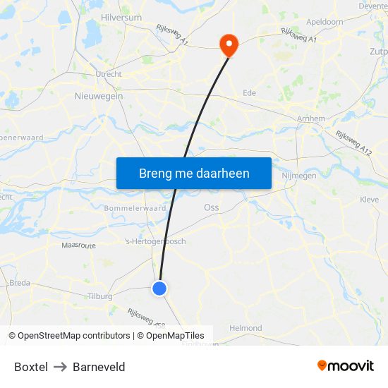 Boxtel to Barneveld map