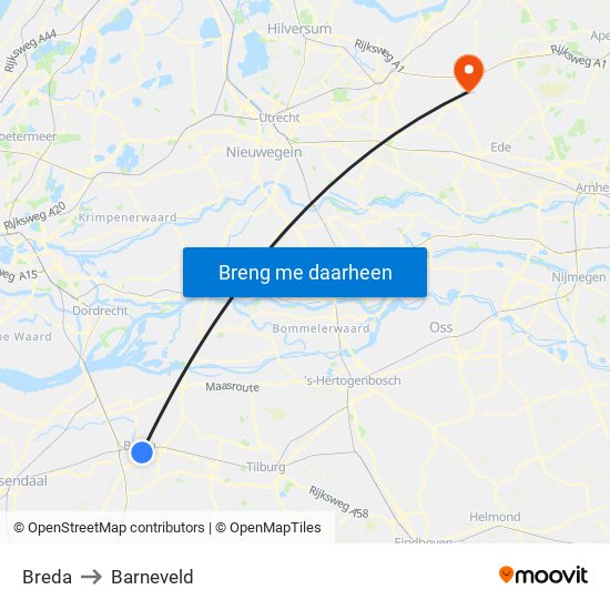 Breda to Barneveld map