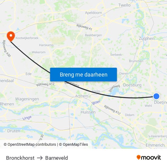 Bronckhorst to Barneveld map
