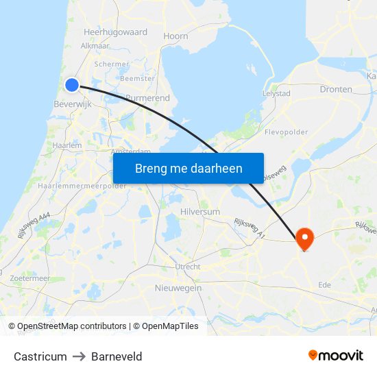 Castricum to Barneveld map