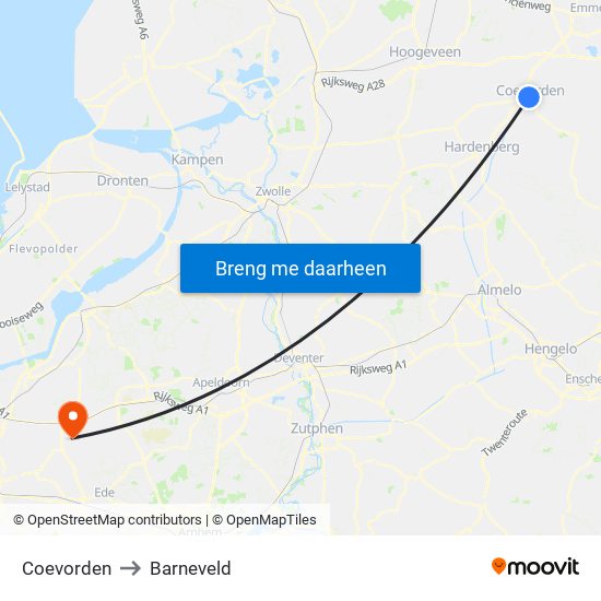 Coevorden to Barneveld map