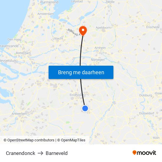 Cranendonck to Barneveld map