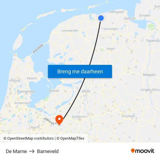 De Marne to Barneveld map