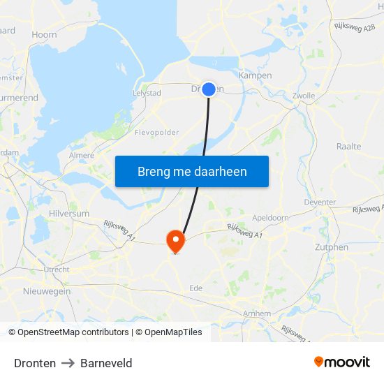 Dronten to Barneveld map