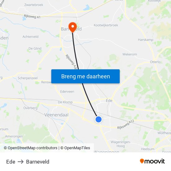 Ede to Barneveld map