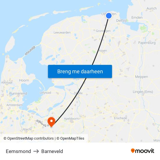 Eemsmond to Barneveld map