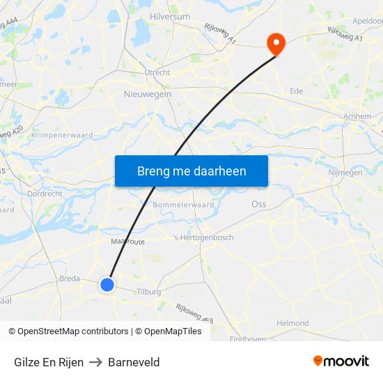 Gilze En Rijen to Barneveld map