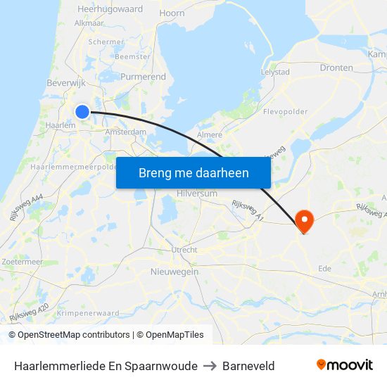 Haarlemmerliede En Spaarnwoude to Barneveld map