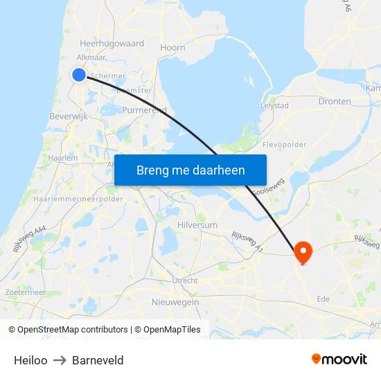 Heiloo to Barneveld map