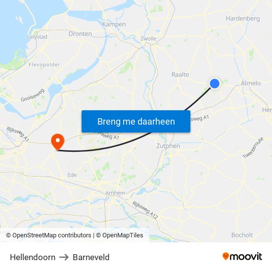 Hellendoorn to Barneveld map