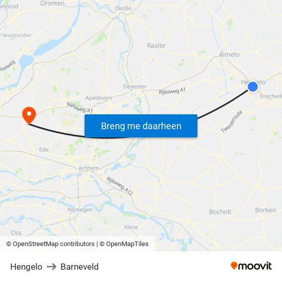Hengelo to Barneveld map