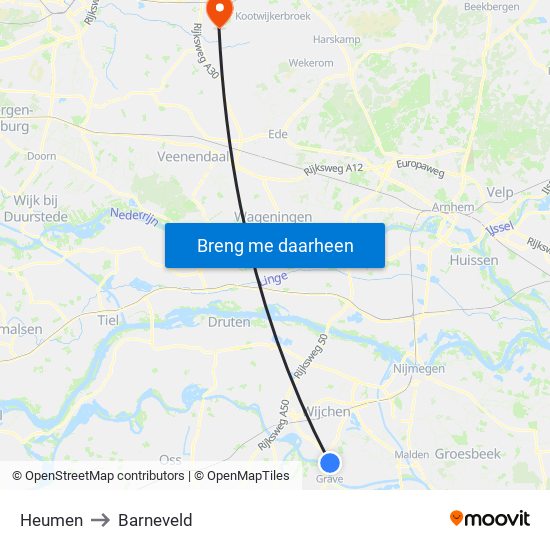 Heumen to Barneveld map