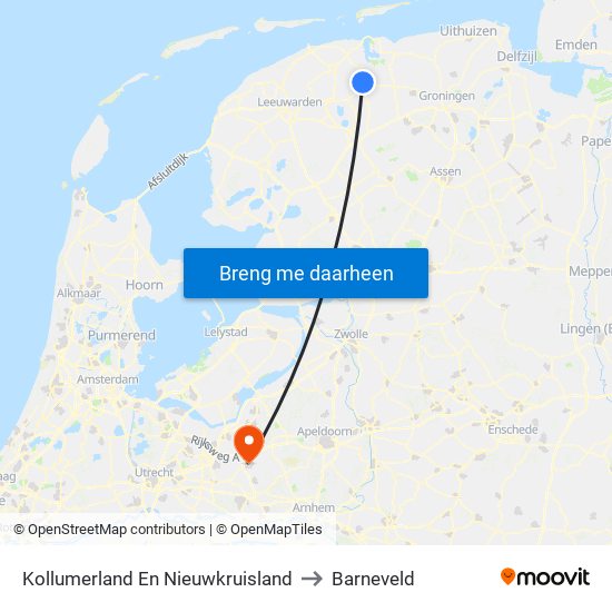 Kollumerland En Nieuwkruisland to Barneveld map