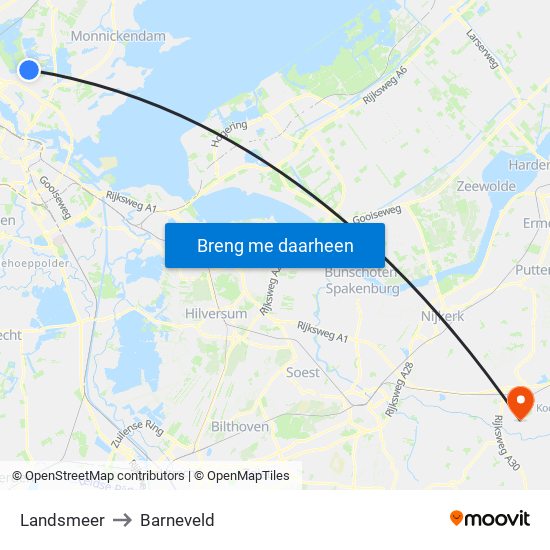 Landsmeer to Barneveld map