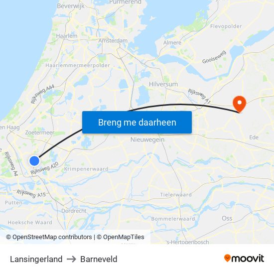 Lansingerland to Barneveld map