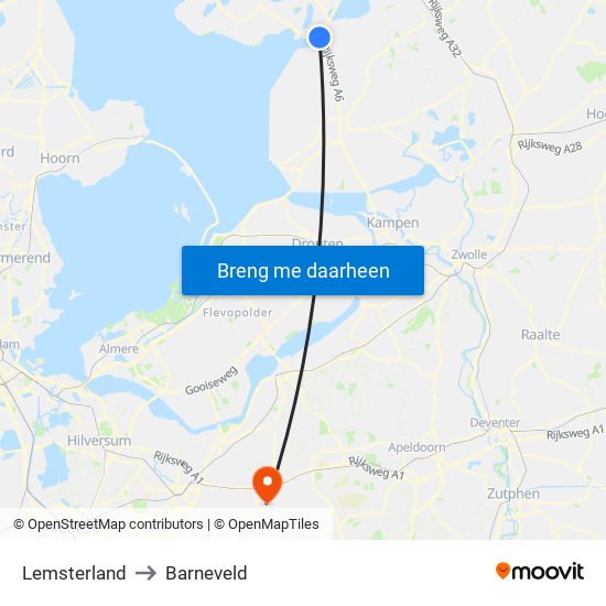 Lemsterland to Barneveld map