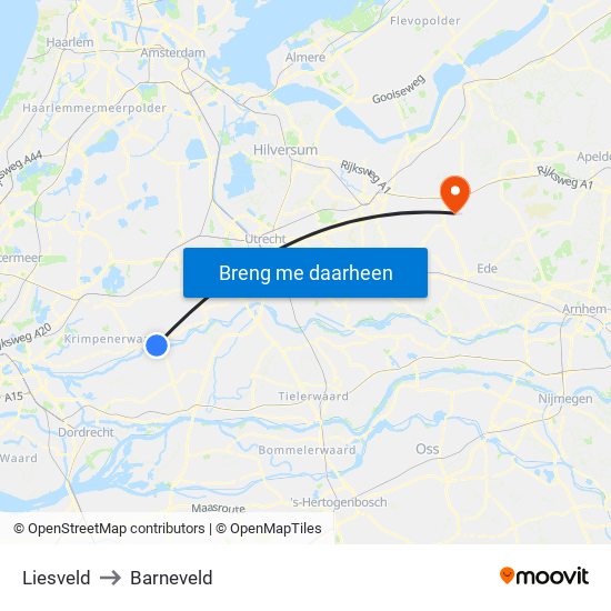 Liesveld to Barneveld map