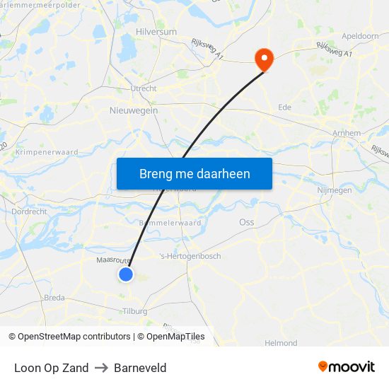 Loon Op Zand to Barneveld map