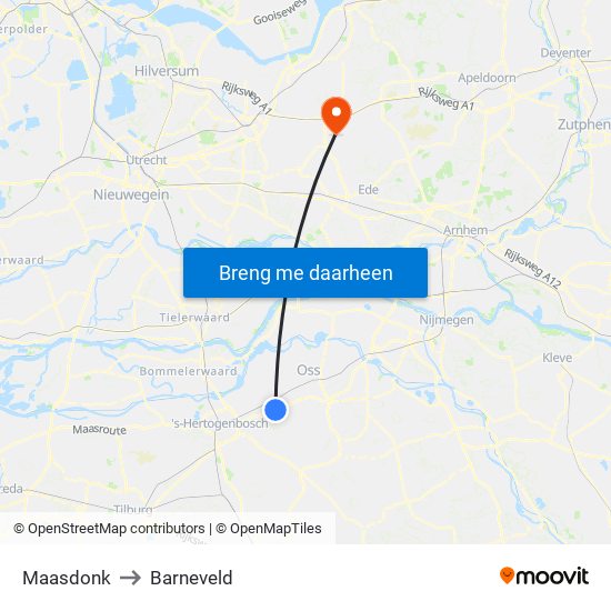 Maasdonk to Barneveld map