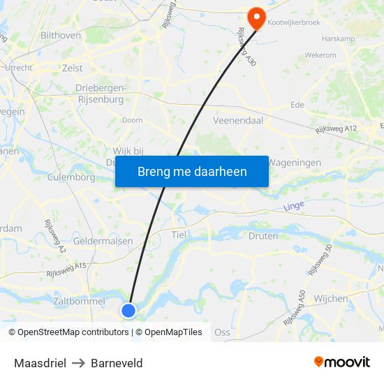 Maasdriel to Barneveld map
