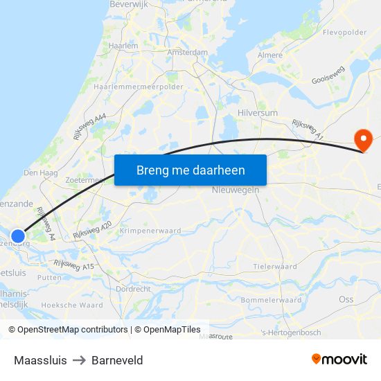 Maassluis to Barneveld map
