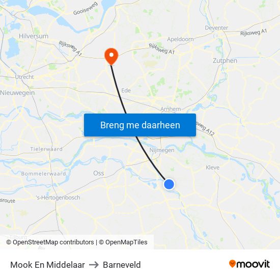 Mook En Middelaar to Barneveld map