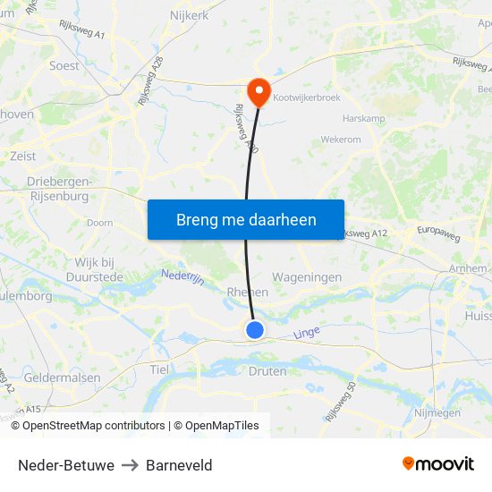 Neder-Betuwe to Barneveld map