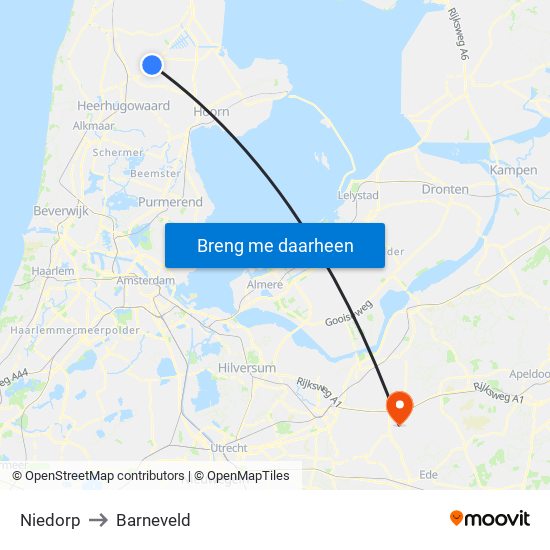 Niedorp to Barneveld map