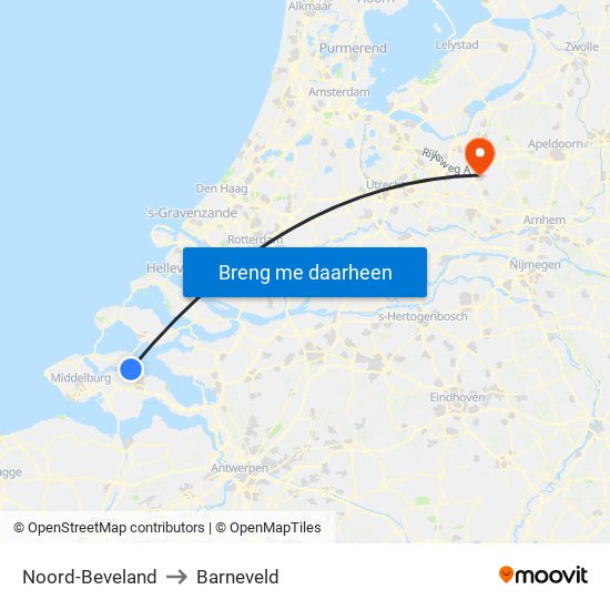 Noord-Beveland to Barneveld map
