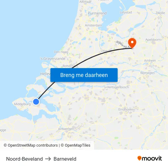 Noord-Beveland to Barneveld map