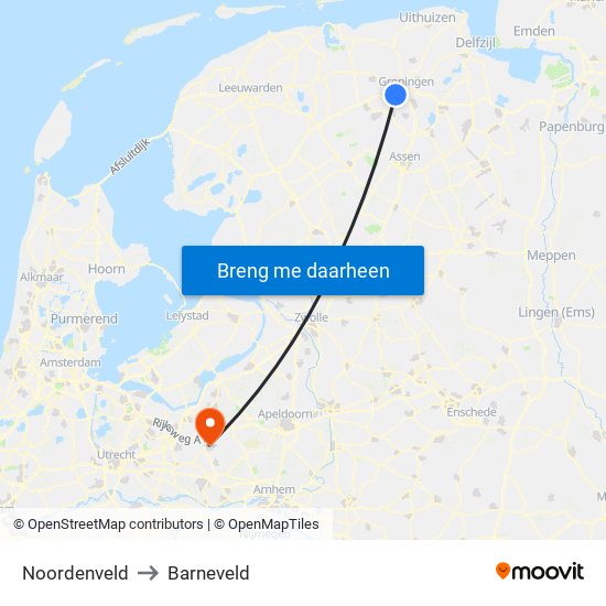 Noordenveld to Barneveld map