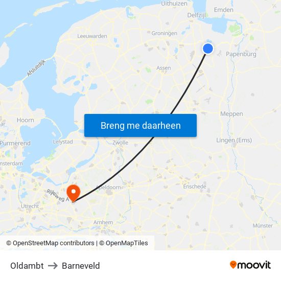 Oldambt to Barneveld map