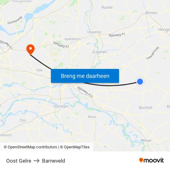 Oost Gelre to Barneveld map