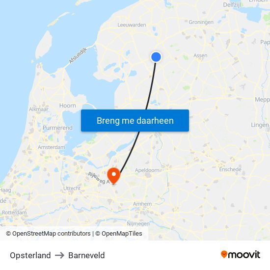 Opsterland to Barneveld map