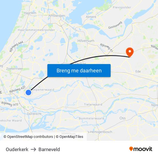 Ouderkerk to Barneveld map