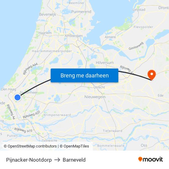 Pijnacker-Nootdorp to Barneveld map