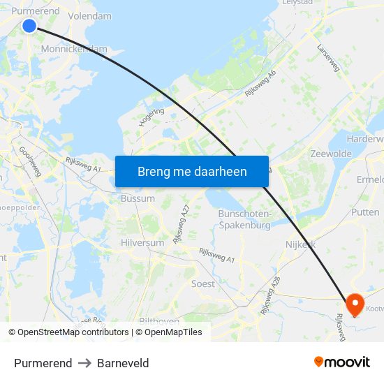 Purmerend to Barneveld map