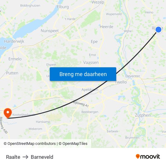 Raalte to Barneveld map