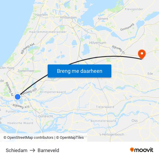 Schiedam to Barneveld map