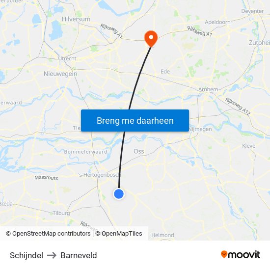 Schijndel to Barneveld map