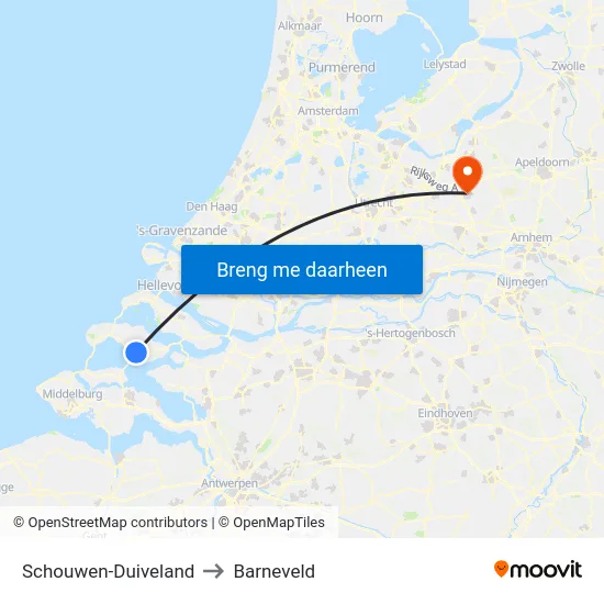 Schouwen-Duiveland to Barneveld map