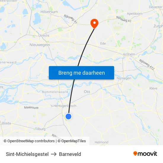 Sint-Michielsgestel to Barneveld map