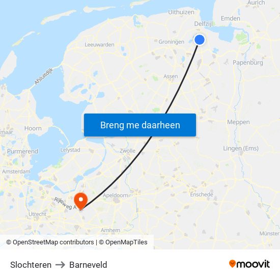 Slochteren to Barneveld map