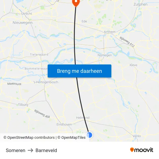 Someren to Barneveld map