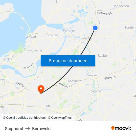 Staphorst to Barneveld map