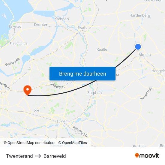Twenterand to Barneveld map