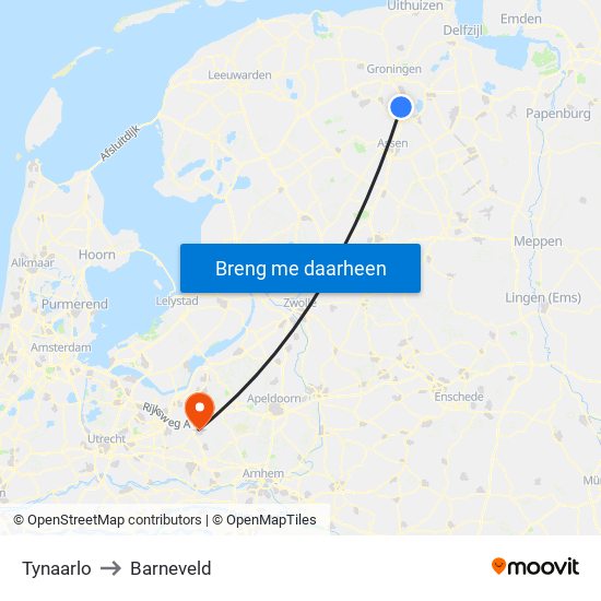 Tynaarlo to Barneveld map